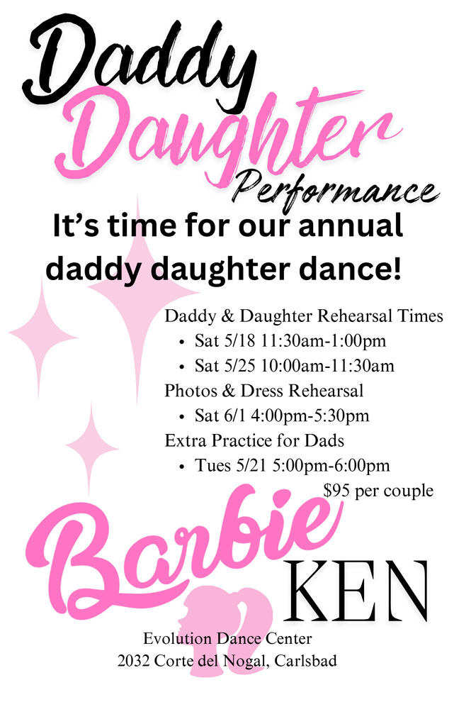 Daddy Daughter poster announcing the Daddy Daughter Performance.