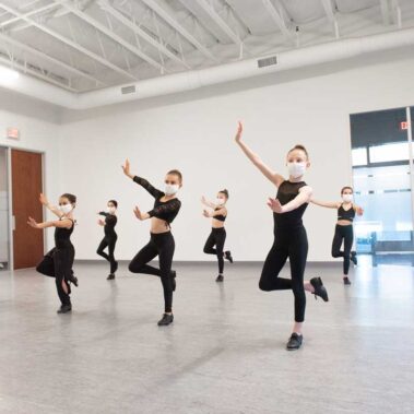 Young girls dancing in class