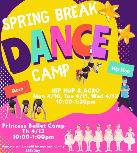 Spring Break Dance Camp 2023 flyer