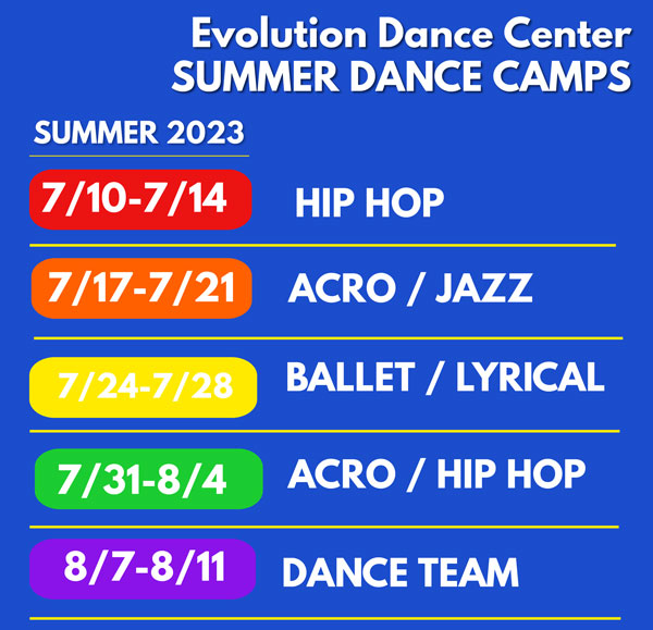 Summer Dance Camps 2023 flyer