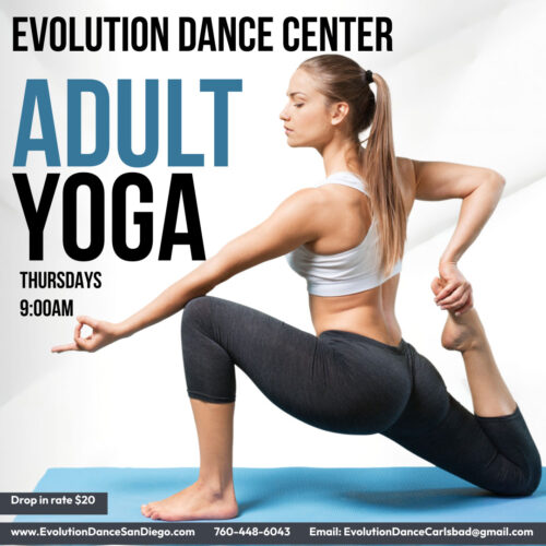 Adult Yoga flyer for Evolution Dance Center