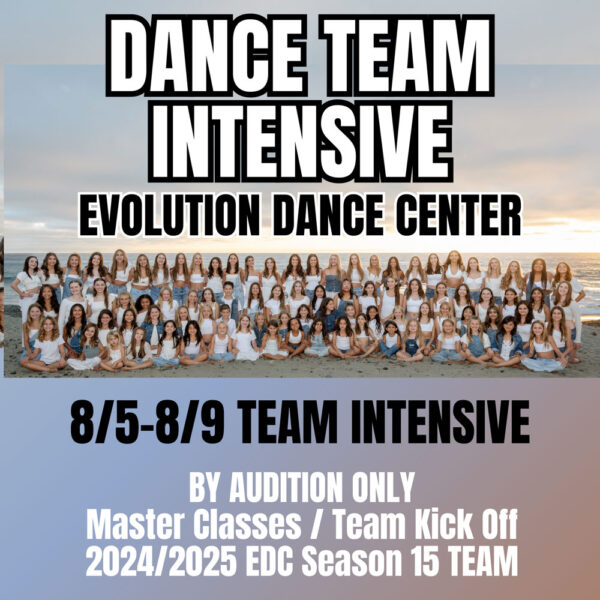 Dance Team Intensive dance camp square flyer with teen dancers featured on the flyer.