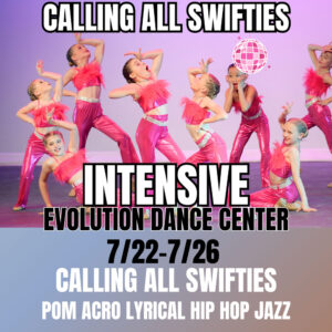 Calling all swifties intensive dance camp square flyer with young teens featured on the flyer.